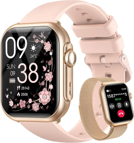 Relojes inteligentes para mujer, 1.85 pulgadas, llamadas, batería 30 días, monitor 24/7 de frecuencia cardíaca, sueño y SpO2, 120 modos, IP68,
