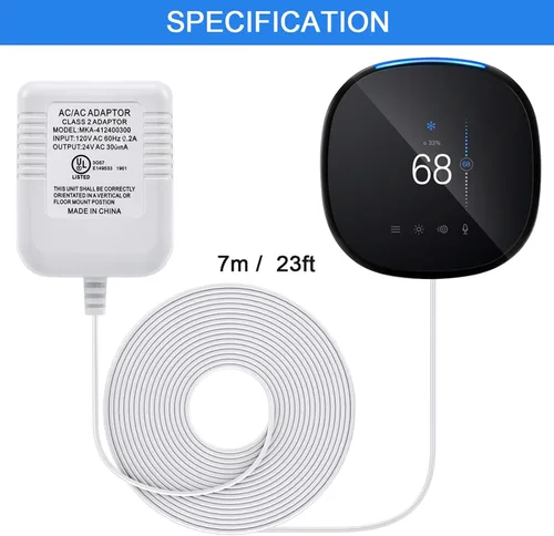 Miniatura 5 de Hotop Adaptador de cable C de 24 voltios para termostato inteligente, conector de alimentación de 16.5 pies de largo con certificación UL cable C
