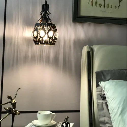 Miniatura 4 de YLONG-ZS Lámpara Colgante Swag Luces con Enchufe Luz Colgante con Enchufe, Luces Colgantes con Cable con Enchufe Pequeña Negra Vintage Rústica