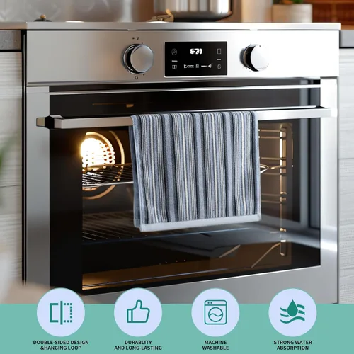 Miniatura 3 de SALAS Toallas de cocina de algodón de alta calidad para secar platos, toallas de mano grandes y largas, gruesas y altamente absorbentes