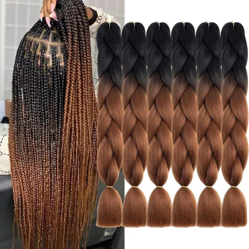 Miniatura 39 de Beige (613#) 6 paquetes de cabello trenzado de 24 pulgadas, de fibra sintética, sin picazón, extensiones de cabello para trenzar jumbo, textura