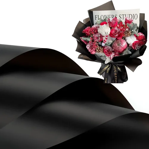 COIDEA 20 hojas de papel para envolver flores - Papel impermeable para envolver ramos florales negro, suministros de floristería coreana, papel de