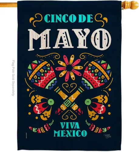 Miniatura 12 de Breeze Decor Cinco de Mayo Viva México - Juego de banderas de jardín para fiesta de verano, cactus, piñata, sombrero, fiesta mexicana, pequeña