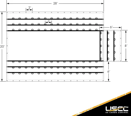 Miniatura 2 de US Cargo Control Lona plana de 20 pies x 28 pies, lona ligera de 14 onzas para camiones de plataforma plana, caída y solapa de 6 pies, poliéster