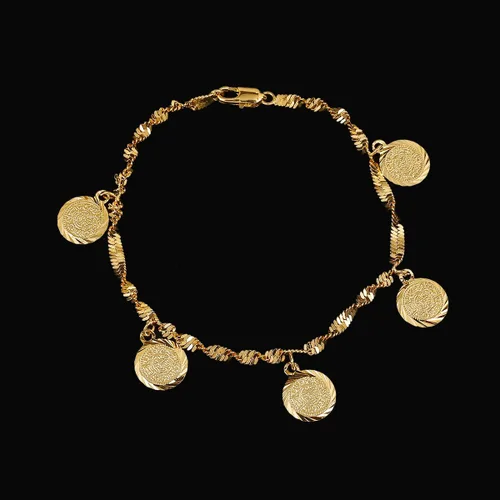 Miniatura 3 de Pulsera de monedas árabes musulmanes islámicos plateadas en oro para mujeres