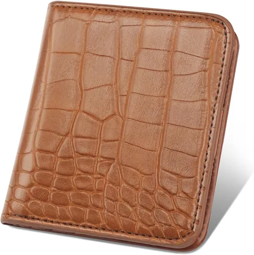 Miniatura 14 de Billetera para mujer, pequeña, plegable, para tarjetas de crédito, con bloqueo Rfid, de lujo, piel sintética, de cocodrilo, monedero pequeño