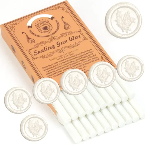 Barras de sellado de cera blanca perla, 20 piezas de cera para pistola de pegamento, cuentas de palo de sellado solo aptas para pistola de pegamento