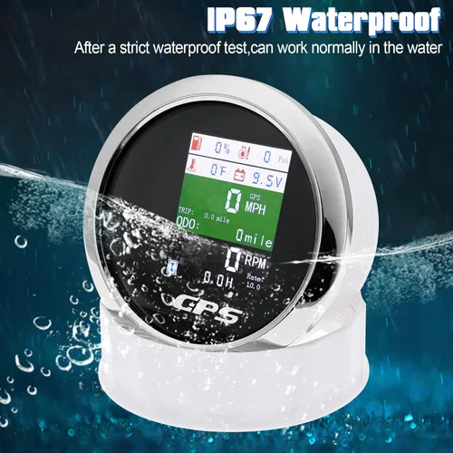 Miniatura 6 de Velómetro GPS 6 en 1 MAIMEIMI 85mm 3-3/8" Tachómetro Ajustable Multifuncional Voltímetro Nivel de Combustible Temperatura del Agua Presión de Aceite