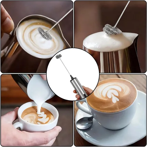 Miniatura 5 de Varita espumadora de leche recargable con 3 botones de velocidad independientes, batidor eléctrico de mano con 5 accesorios para café, lattes