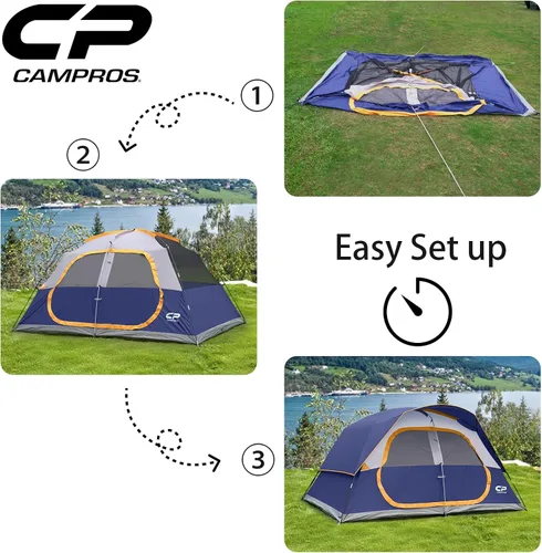Miniatura 9 de CAMPROS CP Upgraded 6/8 Person Camping Tents, Waterproof Windproof Family Tent with Larger Mesh Windows & Door, Double Layer, Easy Set Up