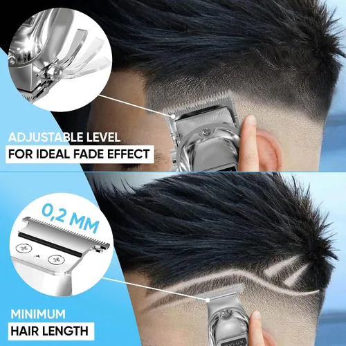 Miniatura 3 de OVLUX Cortadora de pelo profesional inalámbrica para hombres, recortadora de barba recargable de metal, recortadora de barbero, regalo ideal