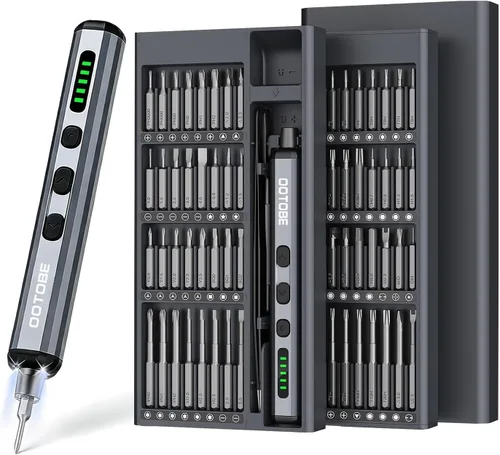 Mini juego de destornilladores eléctricos, kit de destornilladores de precisión inalámbricos 68 en 1, 3.7 V recargable con 5 torque ajustables y 4