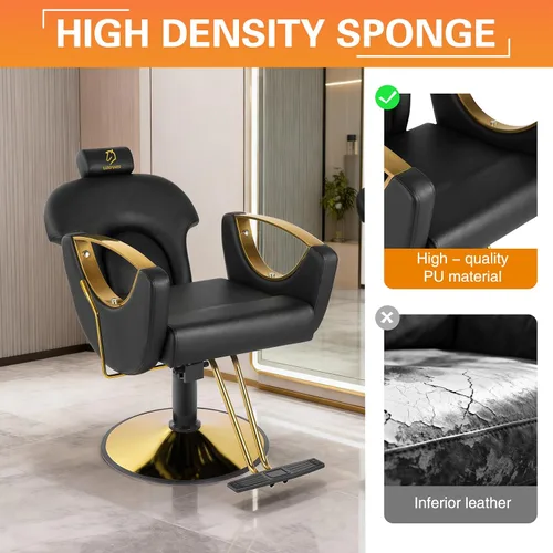 Miniatura 4 de Silla de peluquería hidráulica, sillas de salón Silla giratoria de 360 grados, altura ajustable para estilista de peluquería de salón de tatuajes