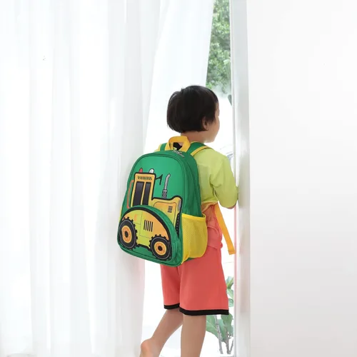 Miniatura 7 de BTOOP Mochila para niños y niñas, mochila con clip para el pecho, Tractor-verde, Mochilas Daypack