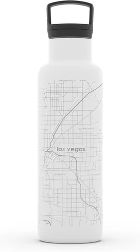 Miniatura 97 de Well Told Botella de agua aislada con mapa de Washington DC grabado, botella de acero inoxidable grabada (21 onzas, blanco) botella aislada de mapa