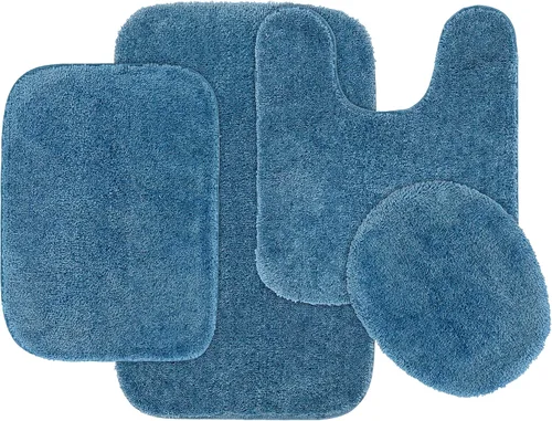 Miniatura 11 de Garland Rug 2 alfombras de baño tradicionales de nailon lavables color morado (17 x 24 pulgadas, 21 x 34 pulgadas), suaves, absorbentes y elegantes
