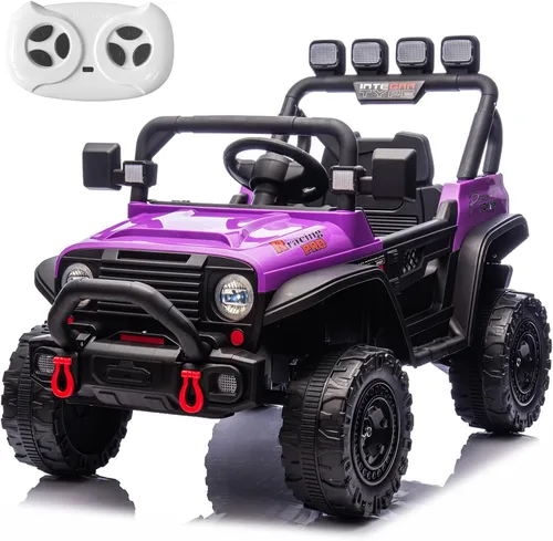 RunFast Auto de paseo para niños de 12 V con control remoto para padres, juguetes eléctricos para niños de 3 a 5, 3.7 mph de velocidad máxima, Morado