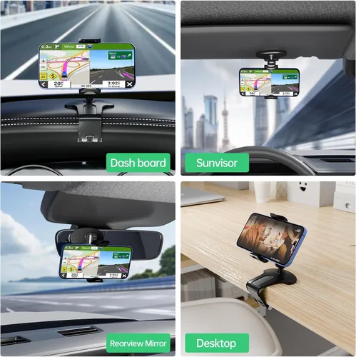 Miniatura 6 de Soporte de teléfono para tablero de automóvil, rotación de 360 grados, soporte universal para teléfono celular para soporte de montaje de clip