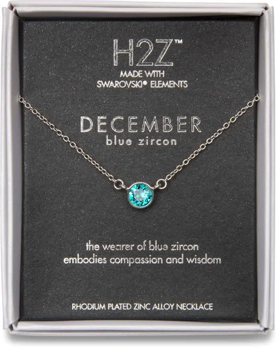 Pavilion Gift Company H2Z 16227 Collar de piedra natal de circonita azul de diciembre con cadena de 18 pulgadas, pequeño