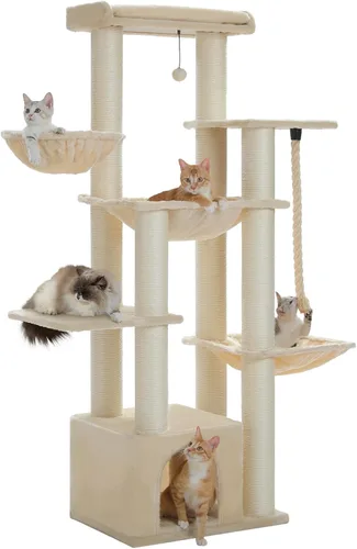 Árbol para gatos resistente de 67 pulgadas para gatos grandes adultos de interior, torre XXL para gatos con 13 postes rascadores gruesos (φ4.3),