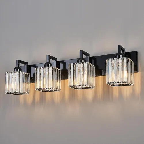 Miniatura 52 de Lámpara de tocador moderna de 2 luces de níquel cepillado, lámpara de tocador de cristal, luz de pared de baño, accesorios de iluminación de baño