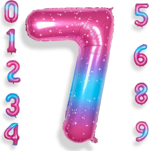 Miniatura 16 de Globo de número 0 de 40 pulgadas para niño o niña grande estrellado 0-9, globo de Mylar grande del número 0, globos de feliz cumpleaños 0