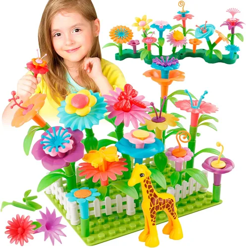 Juguetes de construcción de jardín de flores para niñas pequeñas, juguetes de tallo para niños de 3, 4, 5, 6 años, actividades de aprendizaje