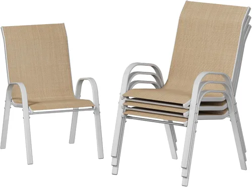 Miniatura 16 de UDPATIO Patio Chairs Set of 2, Stackable Silver Outdoor Dining Chairs with High Back, Breathable Textilene Fabric Outdoor Chair All Weather, for