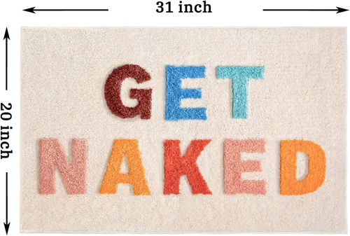 Miniatura 3 de Get Naked - Alfombra de baño rosa para decoración de baño, divertida alfombra de baño de microfibra gruesa antideslizante, lavable a máquina, 31 x