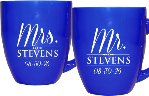 Miniatura 10 de My Personal Memories Juego de 2 tazas personalizadas de café con leche de 16 onzas para parejas, regalo personalizado para novia, novio suyo, ella