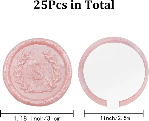 Miniatura 2 de 25 piezas de pegatinas adhesivas de sello de cera rosa en letra S, hechas a mano, no necesita sello de cera, pegatinas de cera para rasgar y usar