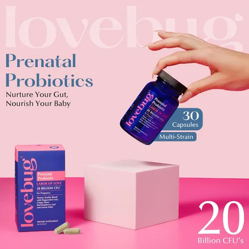 Miniatura 2 de LOVEBUG Probiótico prenatal Ayuda con las náuseas, la acidez estomacal y la digestión Ayuda al microbioma del bebé Variedad múltiple de 20 mil