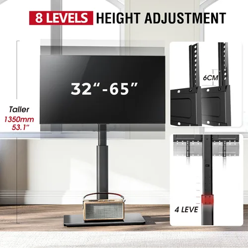 Miniatura 6 de AOKCOS Soporte giratorio de suelo para televisores de 32 a 65 pulgadas, soporte de TV pequeño de esquina ajustable de 8 niveles para sala