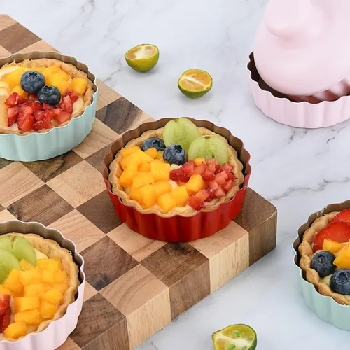 Miniatura 3 de Mini sartén redonda para tartas con parte inferior extraíble, mini moldes antiadherentes para hornear, juego de moldes para quiche de acero al