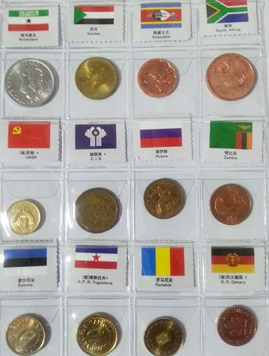 Miniatura 4 de Kit de iniciación para colección de monedas, 120 países, 100% original original/moneda del mundo con álbum de recolección de cuero etiquetado por