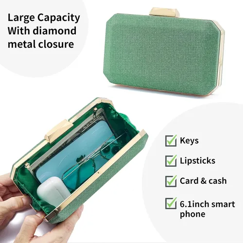 Miniatura 4 de YAPAIOU Bolso de mano de noche brillante para mujer, bolso de mano con purpurina de diamantes de imitación, bolso de boda, bolso de cóctel y fiesta