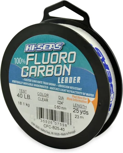 Miniatura 17 de HI-SEAS Líder de línea de pesca 100% fluorocarbono, líder invisible transparente, indetectable para peces, hundimiento rápido, 6 libras a 400 libras