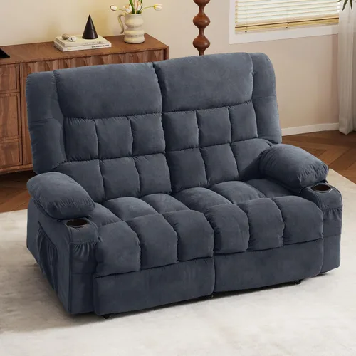 Miniatura 10 de BOSMILLER Sofá reclinable con portavasos para sala de estar, sofá manual de 3 asientos, reclinable con bolsillo lateral