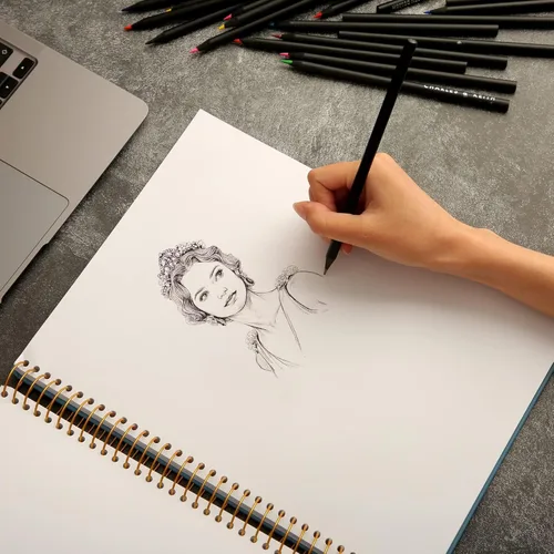 Miniatura 7 de Cuaderno de bocetos de tapa dura de 9 x 12 pulgadas para dibujo, bloc de bocetos con espiral de 120 hojas, cuaderno de bocetos de arte premium