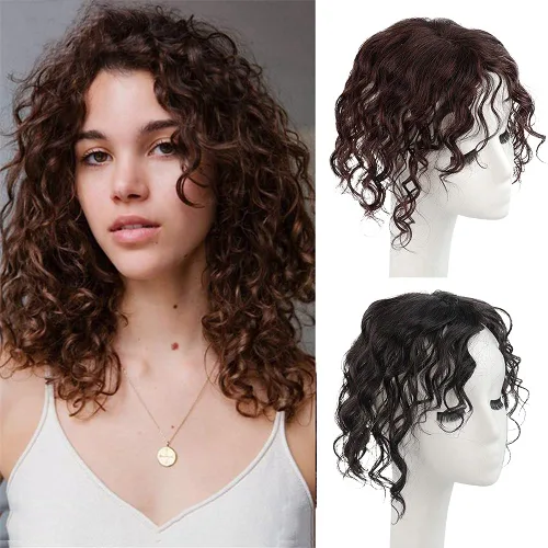 Miniatura 7 de RemeeHi Peluca de cabello humano rizado natural de repuesto esponjoso sin costuras con clip en la parte superior para mujeres, cabello fino, grande