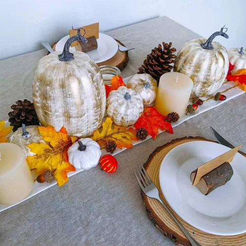 Miniatura 3 de 7 piezas de calabazas artificiales de otoño de tamaños variados, calabazas de cosecha, calabazas de espuma sintética para la temporada de otoño