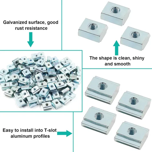 Miniatura 4 de 100 tuercas deslizantes en T serie 20 M3, tuercas deslizantes en T de cabeza de martillo para ranura en T para perfil de extrusión de aluminio serie