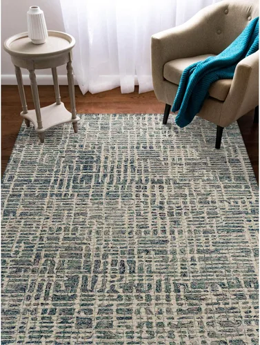 Miniatura 13 de Liora Manne Savannah Grid - Alfombra de lana para interiores, color carbón, 5 pies x 7 pies 6 pulgadas, color gris y negro Gris carbón y negro
