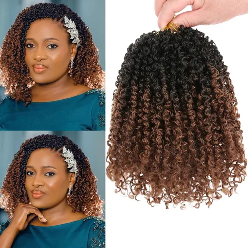 Miniatura 19 de Unionbeauty - Paquete de 8 trenzas de ganchillo Yanky Twist de 6 pulgadas, 8 paquetes, color negro natural, micro Passion Twist, extensiones
