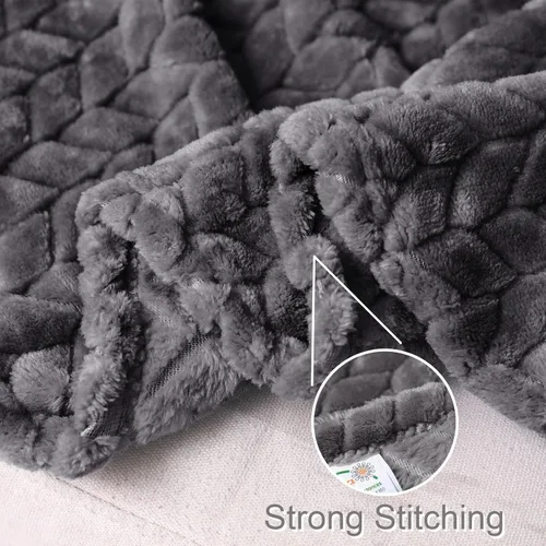 Miniatura 6 de Exclusivo Mezcla - Manta de vellón gris oscuro para sofá y cama, 50 x 70 pulgadas, mantas suaves y acogedoras de franela decorativas de jacquard 3D