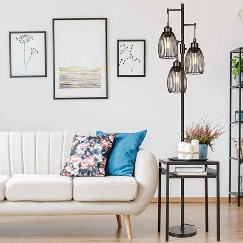 Miniatura 6 de Lámpara de pie regulable de 68'', 3 bombillas LED Edison de 800LM incluidas, lámparas de pie industriales para sala de estar, lámparas altas