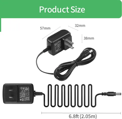 Miniatura 3 de Adaptador de fuente de alimentación 9V 1A, DC Jack Center Positive, enchufe 0.217 in x 0.083 in, para Arduino UNO, reloj de tubo Nixie, máquina