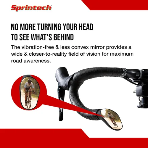 Miniatura 3 de Sprintech Espejo de Bicicleta Cóncavo Chapado en Cromo Fabricado en Suiza para Manillar – Terminado a Mano, Ajustable, Superficie Reflectante