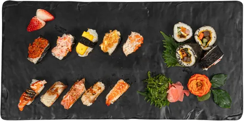 Miniatura 12 de Restaurantware Voga - Platos de servir de 10 x 20 pulgadas, 4 tablas rectangulares de charcutería, imitan el aspecto de la melamina negra pizarra