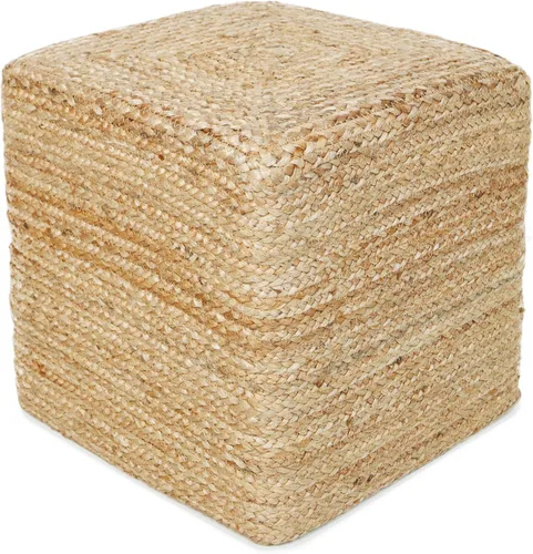 REDEARTH · Puf otomano con forma de cubo – Puf trenzado de yute para el reposapiés para la sala de estar, dormitorio, guardería, patio, salón y Cube
